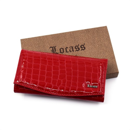 Veliki crveni lak kroko ženski kožni novčanik - Model 164 