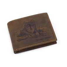 Lovački kožni novčanik sa motivom vuka