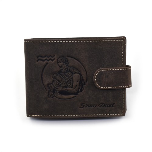 Kožni novčanik za ljubitelje horoskopa i kopčanjem - znak Vodolija 1021T