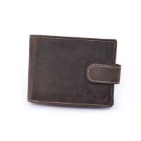 Braon klasičan muški kožni novčanik sa kopčanjem - MHN1021T