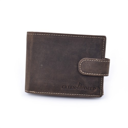 Braon klasičan muški kožni novčanik sa kopčanjem - MHN1021T