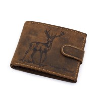 Lovački kožni novčanik sa motivom jelena sa kopčanjem - AGA1021T