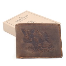 Lovački kožni novčanik sa motivom divlje svinje AV102