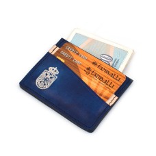 Teget Minimalistički Kožni Novčanik Za Kreditne Kartice sa grbom Srbije