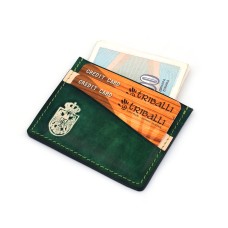 Zeleni Minimalistički Kožni Novčanik Za Kreditne Kartice sa grbom Srbije