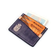 Golubje sivi minimalistički Kožni Novčanik Za Kreditne Kartice sa grbom Srbije