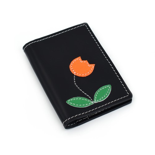 Narandžasta lala - crni novčanik/futrola za kreditne kartice