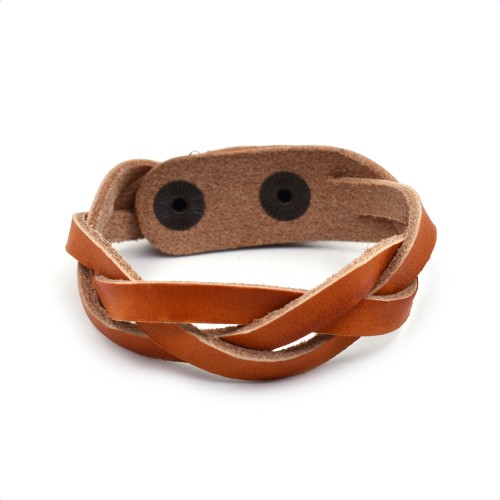 Pletena kožna narukvica - Narandžasta