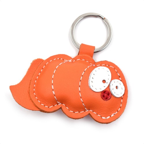 Narandžasta gusenica kožni privesak za ključeve - 022