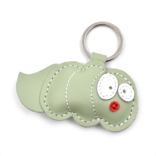 Zelena gusenica kožni privesak za ključeve - 022