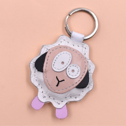 Bela ovca kožni privesak za ključeve - 029