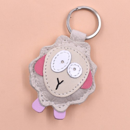 Bež ovca kožni privesak za ključeve - 029