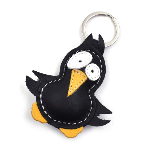 Crna ptica kožni privesak za ključeve - 046