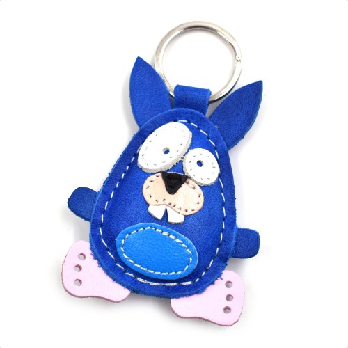 Tamno plavi debeli zec kožni privesak za ključeve - 048