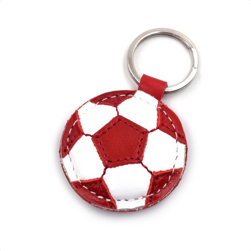 Crvena fudbalska lopta kožni privesak za ključeve - 051