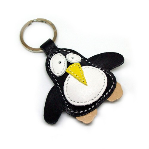 Crni pingvin kožni privesak za ključeve